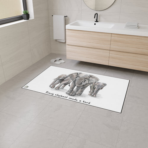 "Every Elephant Needs a Herd" Non-Slip Doormat