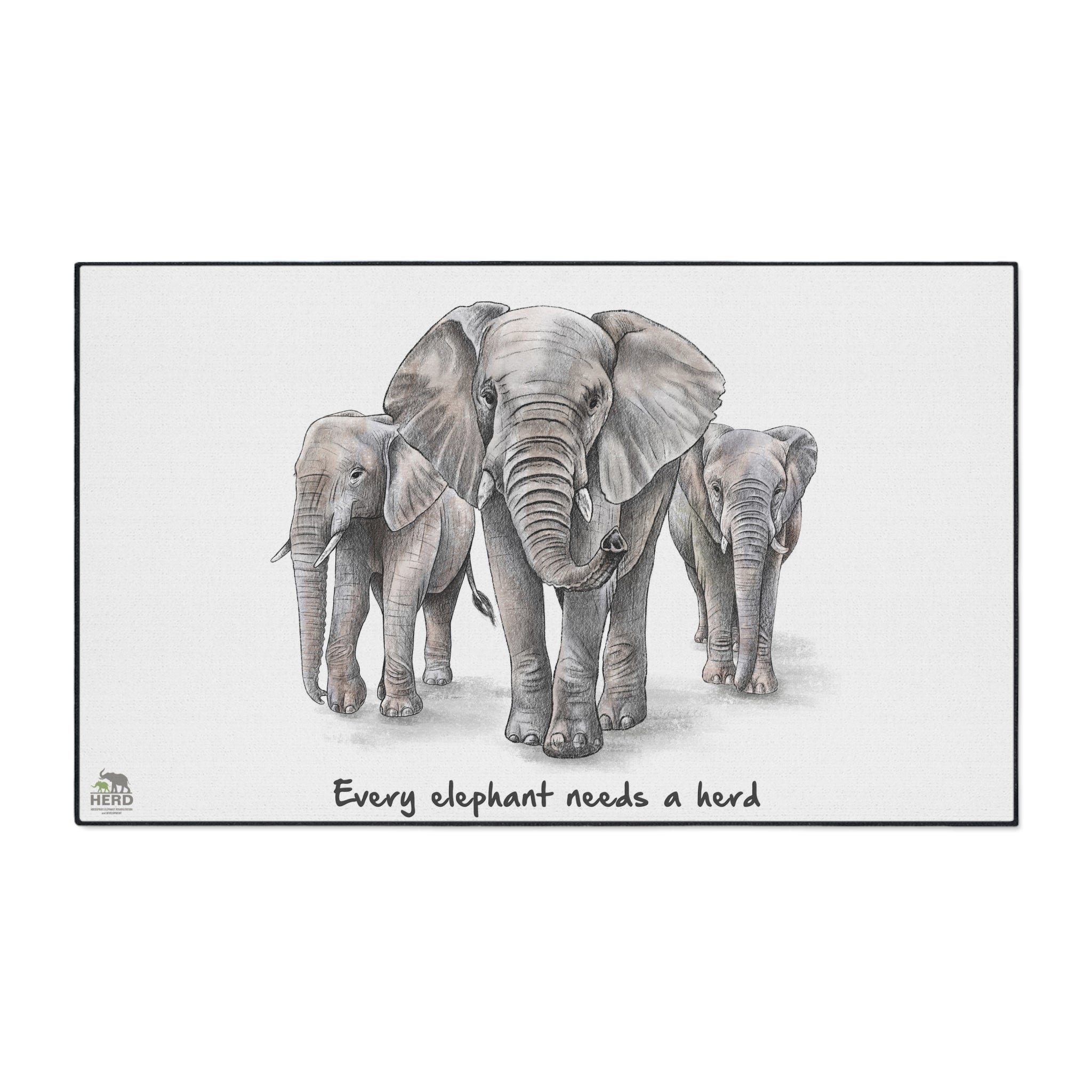 "Every Elephant Needs a Herd" Non-Slip Doormat