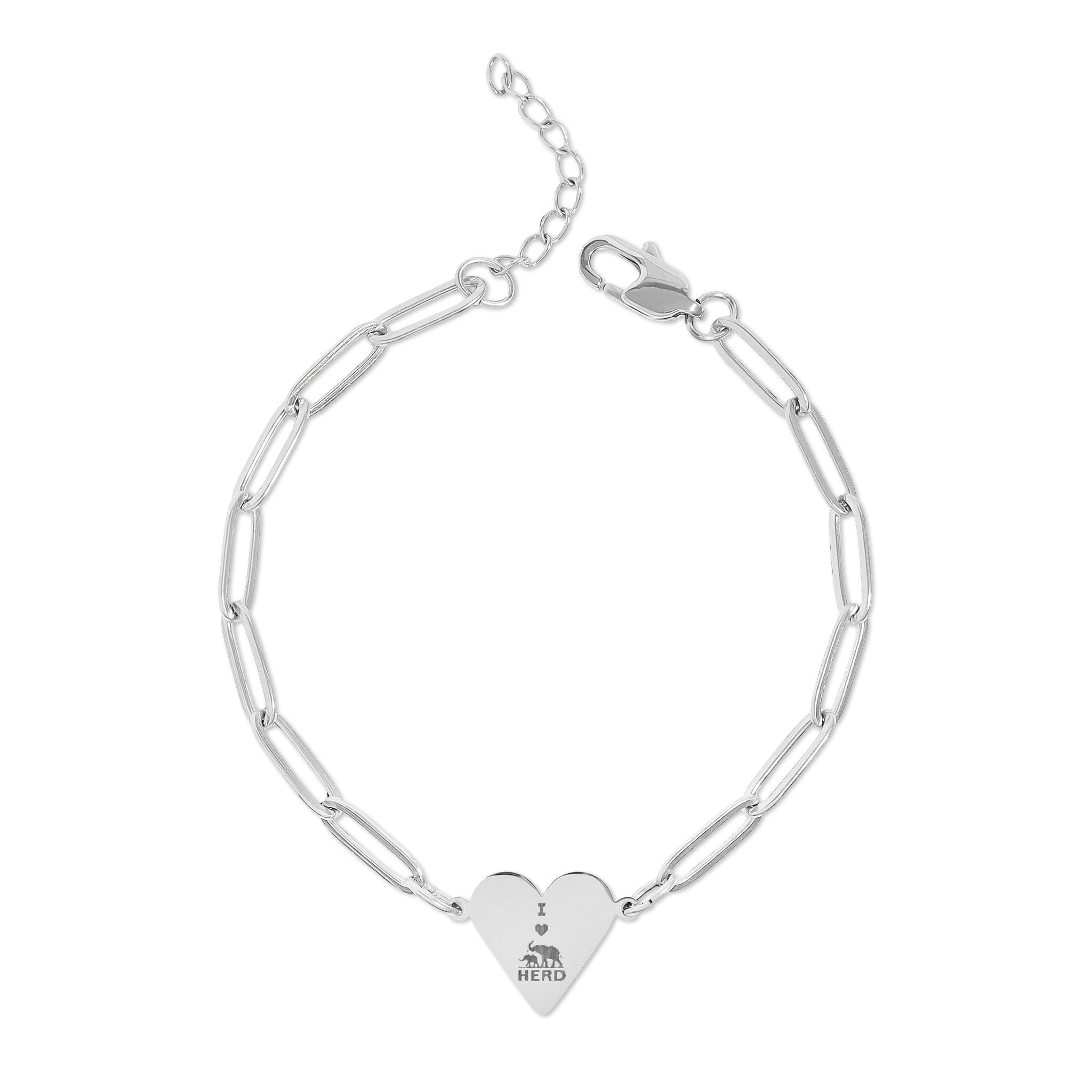 I love HERD Paperclip Heart Bracelet