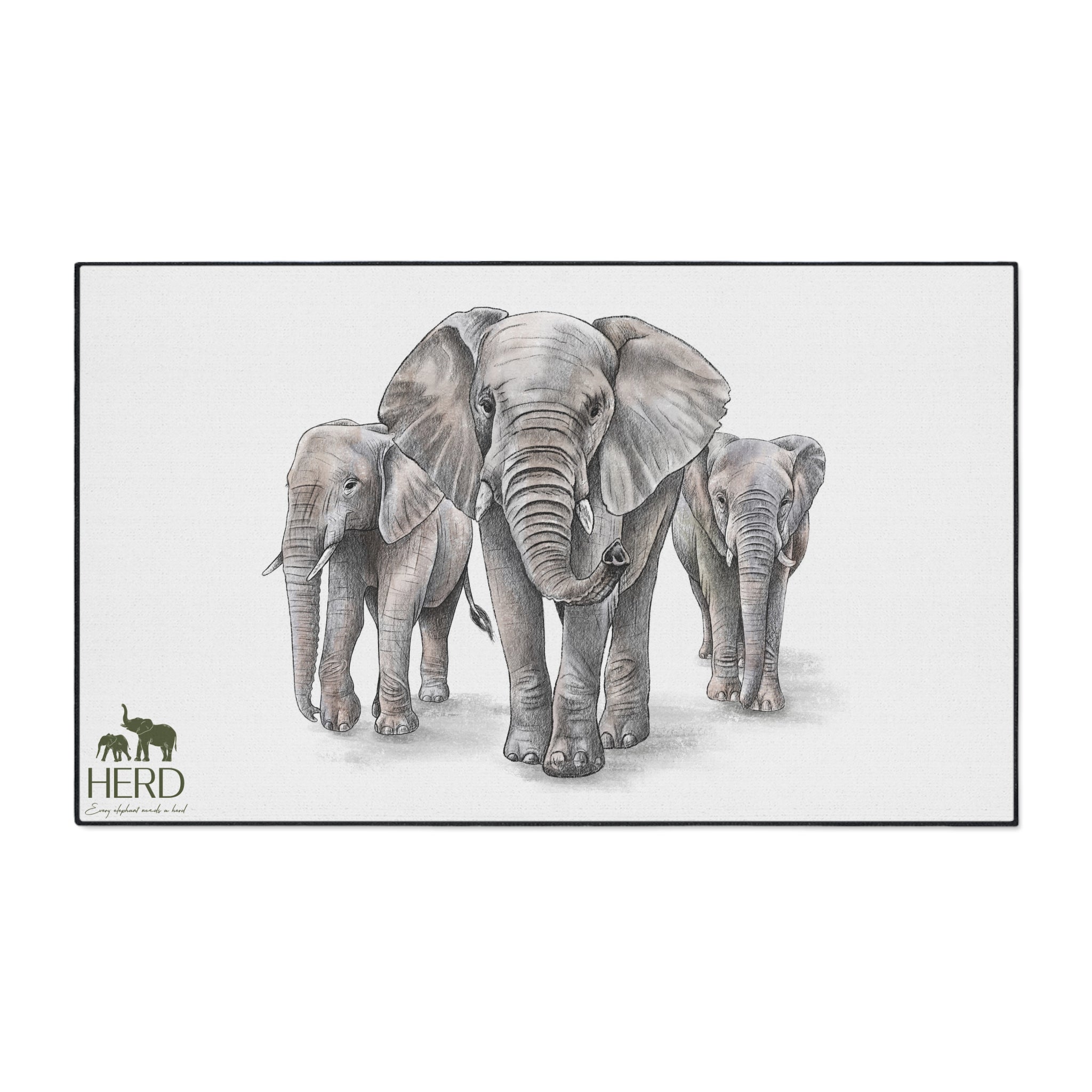"Every Elephant Needs a Herd" Non-Slip Doormat